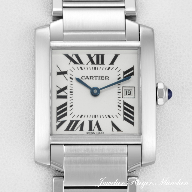 CARTIER UHR TANK FRANCAISE MEDIUM STAHL Damen Armbanduhr Damenuhr Datum eBay